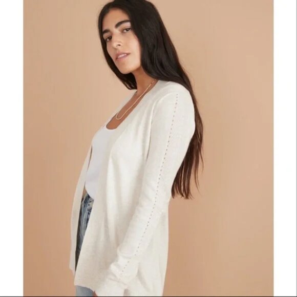 Marine Layer Oatmeal Mae Cardigan Wool Cashmere Blend - Picture 3 of 15